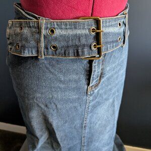 Stretch denim maxi skirt, size 15